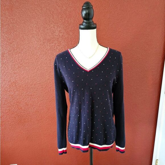 Tommy Hilfiger Navy Polka Dot Sweater - Picture 1 of 8